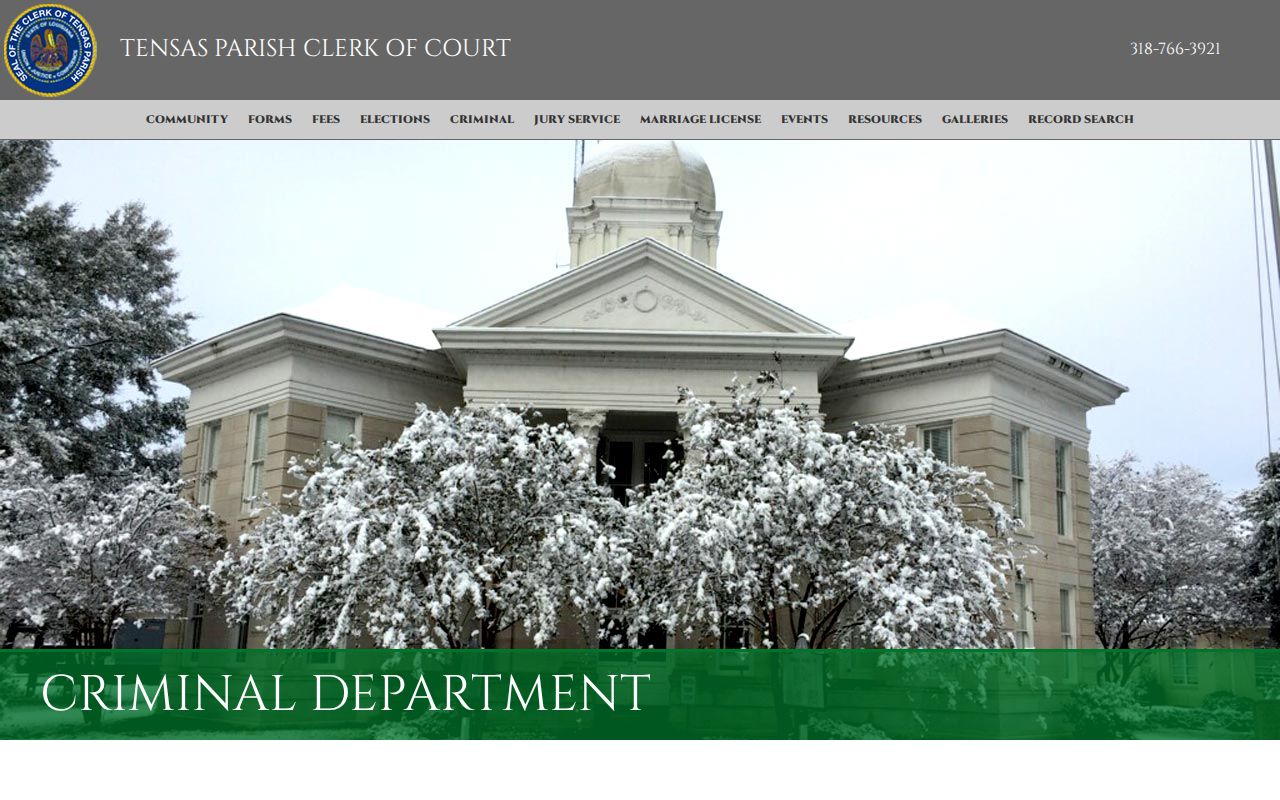 Tensas Parish Clerk criminal records information