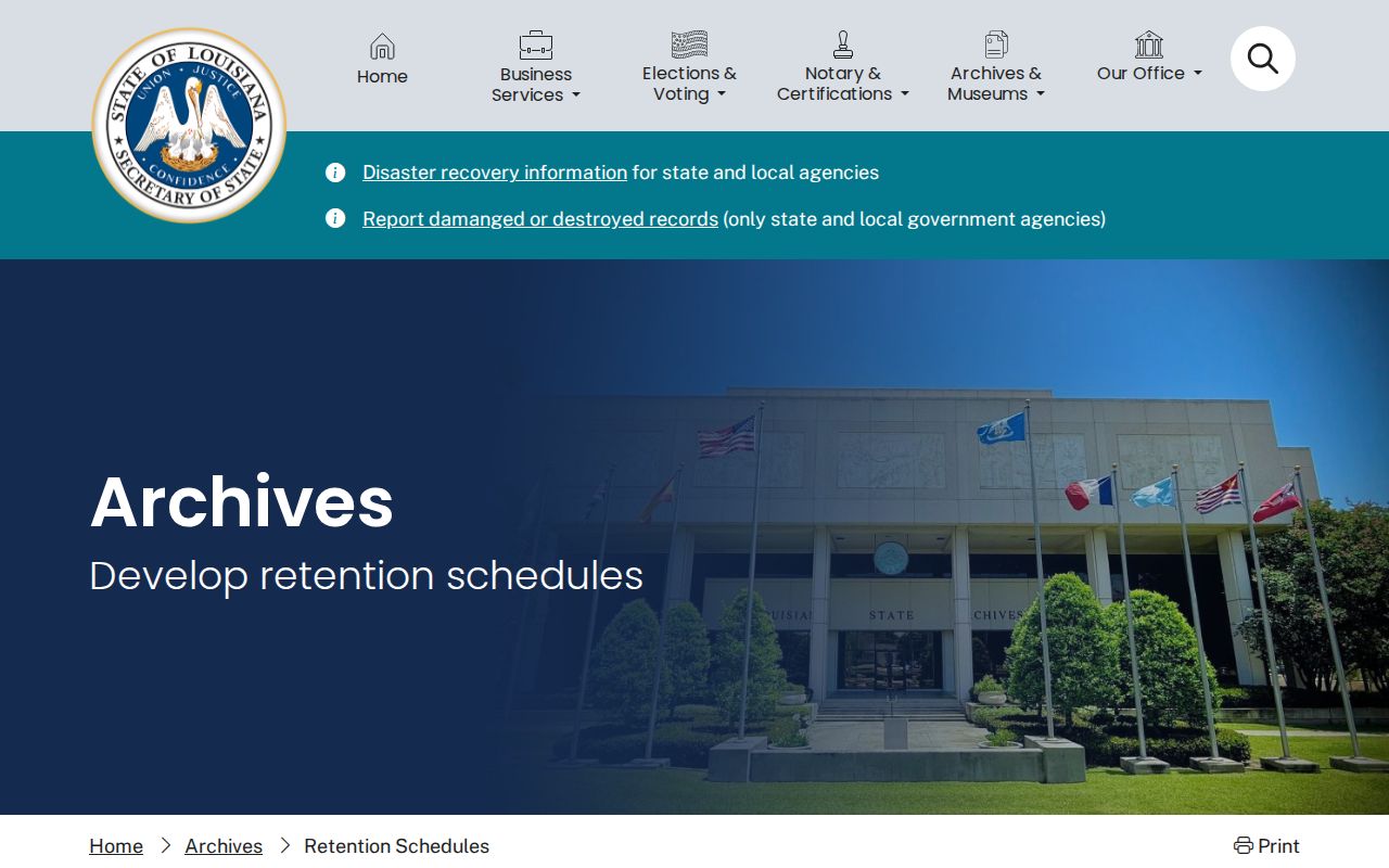 Louisiana records retention schedule information